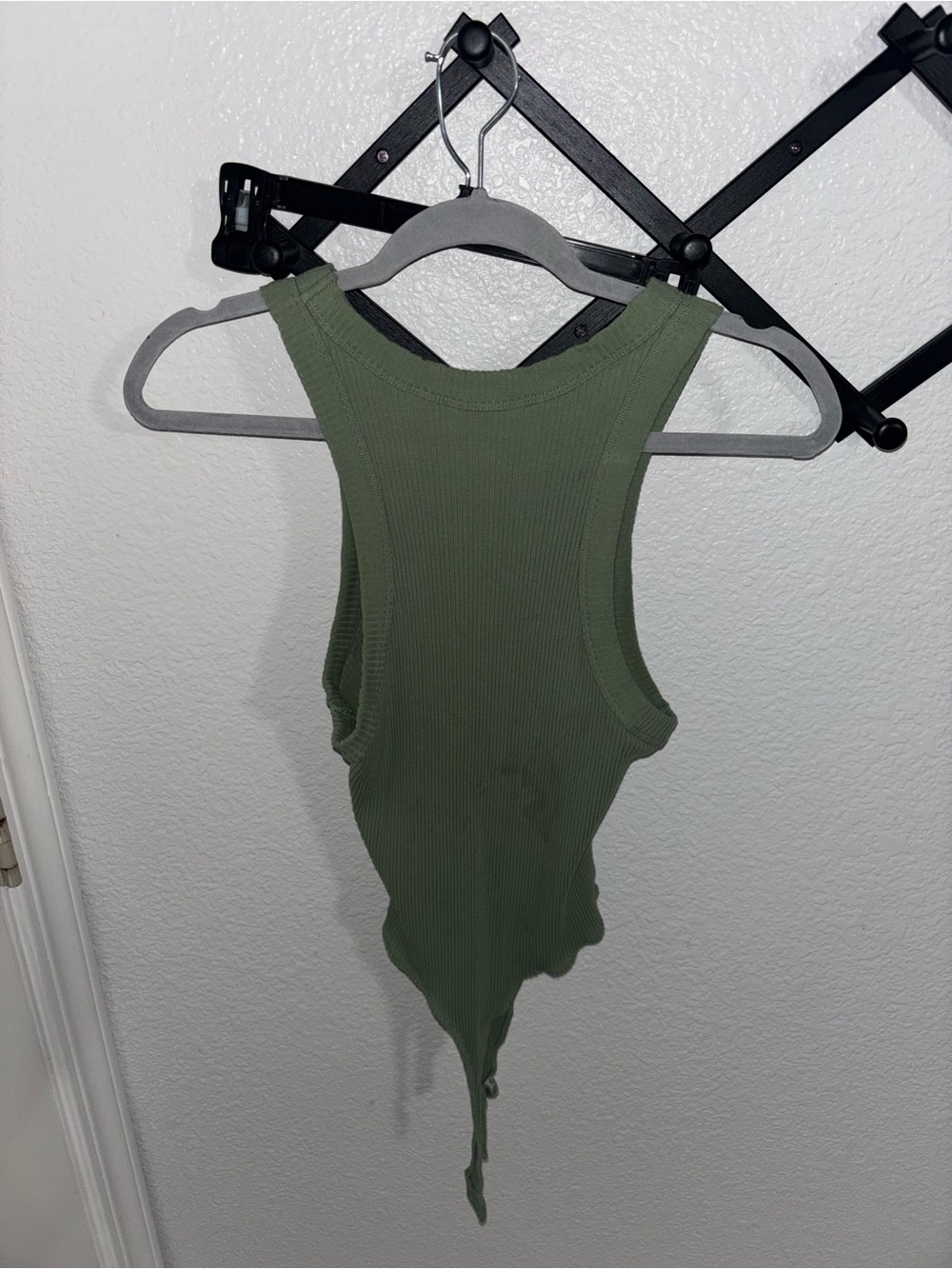 Calvin Klein Jeans Olive Ribbed Bodysuit Women’s Size XL Sleeveless Tank Stretch - Picture 4 of 4